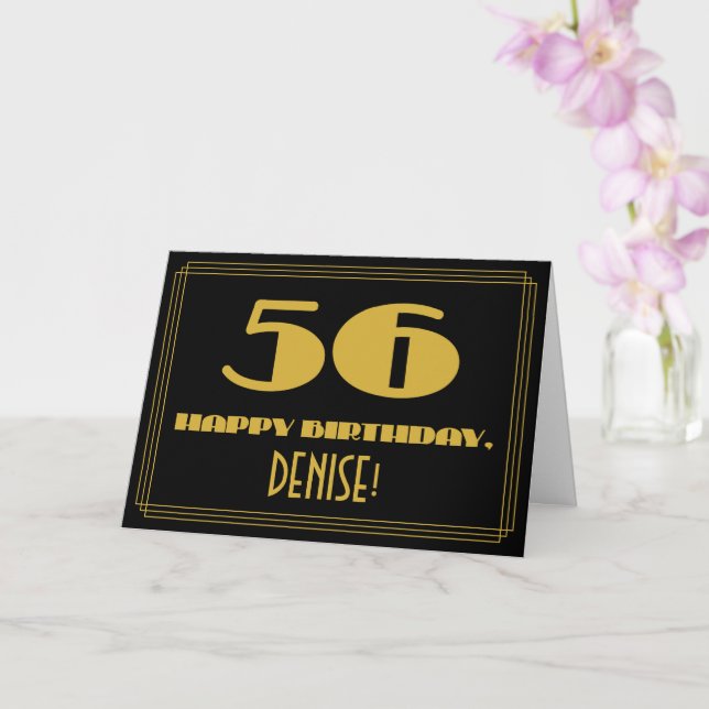 Carte 56e Anniversaire : Nom + Look inspiré de l'Art déc (Orchidée)