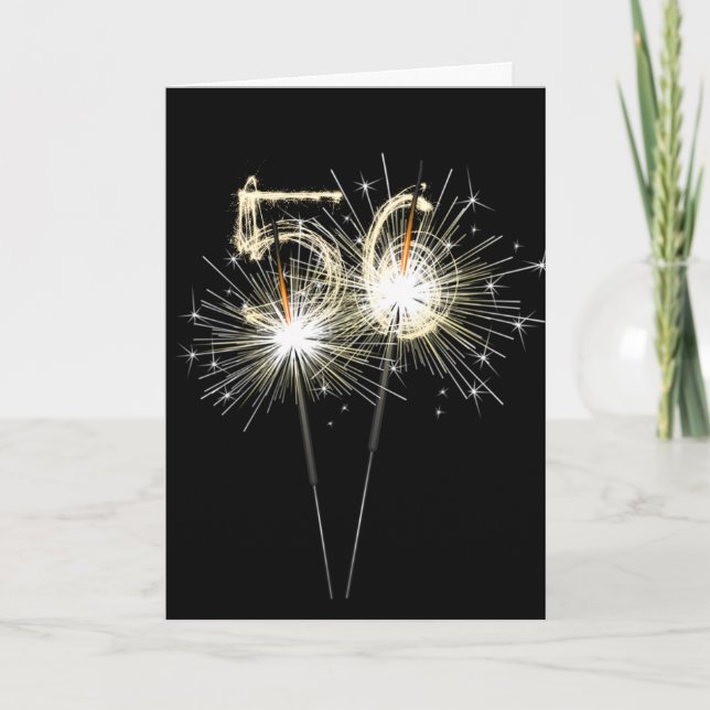 Carte 56e anniversaire Sparklers en noir (Devant)