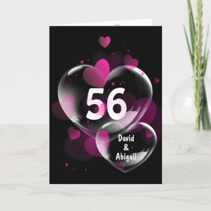 Carte 56ème Anniversaire Bulles cardiaques sur Noir