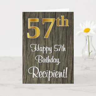 Carte 57e anniversaire : Elégant look d'or Faux #, Faux