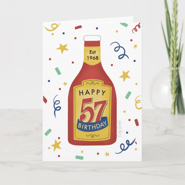 Carte 57e anniversaire Funny Ketchup bouteille (Devant)