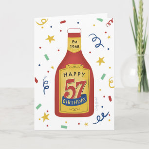 Carte 57e anniversaire Funny Ketchup bouteille