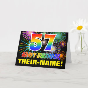 Carte 57e anniversaire : Gras, Amusants, Feu d'artifice,