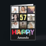 Carte 57e anniversaire heureux Collage photo moderne Noi<br><div class="desc">57th Happy Birthday Photo Collage Carte Noire moderne avec nom personnalisé. Pour plus de personnalisation,  cliquez sur le bouton "Customiser" et utilisez notre outil de conception pour modifier ce modèle.</div>