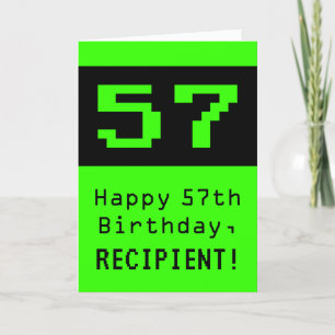 Carte 57e anniversaire : Nerdy / Geeky Style "57" et nom