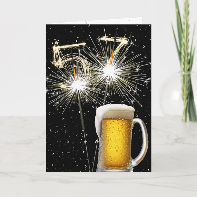Carte 57e anniversaire Sparklers avec Beer Mug (Devant)