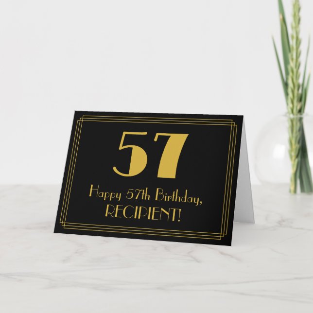 Carte 57ème anniversaire : Art Déco Inspiré Look "57" +  (Devant)
