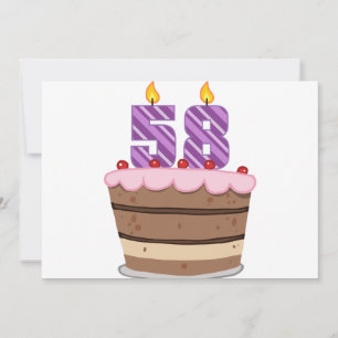 Carte 58 ans sur le gâteau d'anniversaire