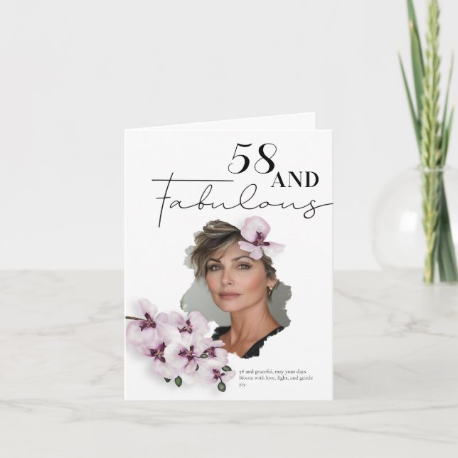 Carte 58 & Fabulous Orchid Photo Birthday Greeting Card (Devant)