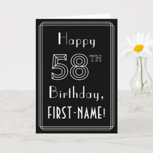 Carte 58e anniversaire : Art Déco Style # 58 & Nom perso