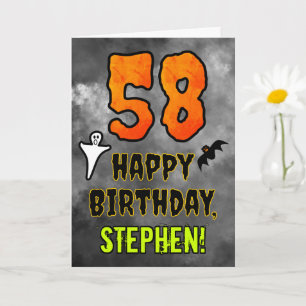 Carte 58e anniversaire : Eerie Halloween Thème + Nom per