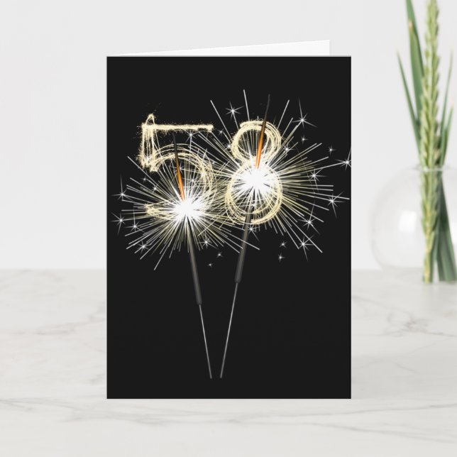 Carte 58e anniversaire Sparklers en noir (Devant)