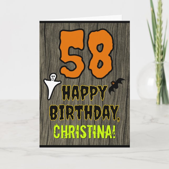 Carte 58e anniversaire : Thème d'Halloween Éffrayant, No (Devant)