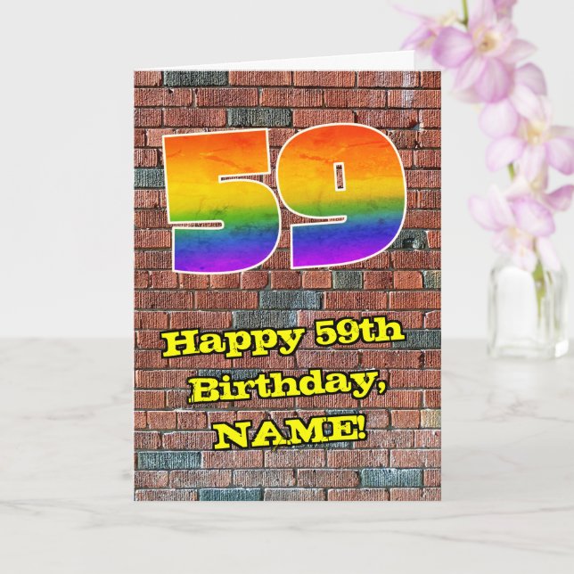 Carte 59e Anniversaire : Amusant 59 arc-en-ciel inspiré  (Orchidée)