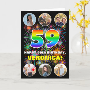 Carte 59e anniversaire : Arc en ciel amusant #, Nom pers