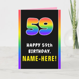 Carte 59e anniversaire : Arc-en-ciel coloré # 59, Nom pe