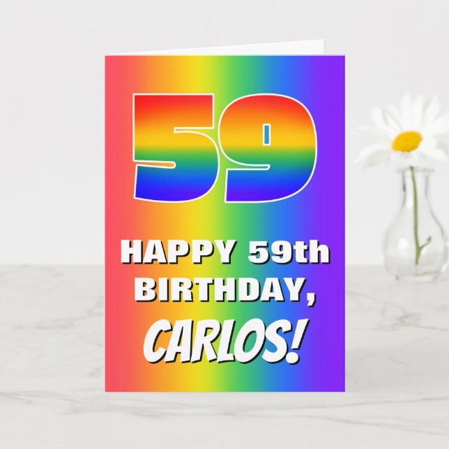 Carte 59e anniversaire : coloré, amusant Motif arc-en-ci (Petite plante)