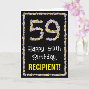 Carte 59e anniversaire : Floral Flowers Numéro, Nom pers