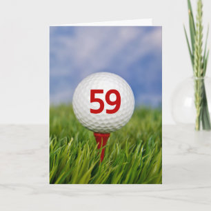 Carte 59e anniversaire Golf Ball on Red Tee