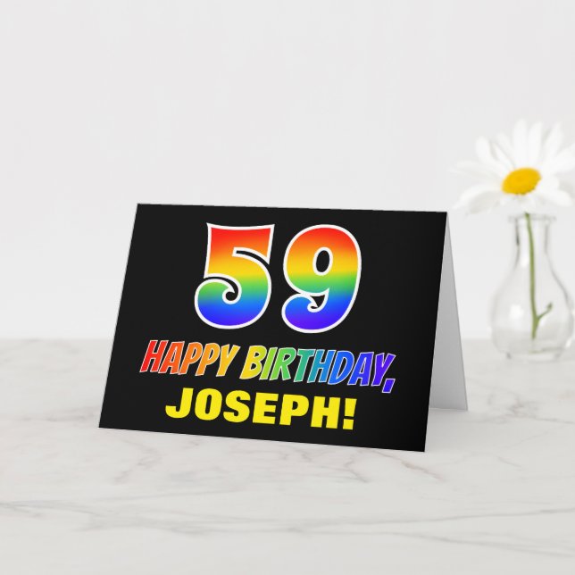 Carte 59e Anniversaire : Gras, Amusant, Simple, Arc-en-c (Petite plante)