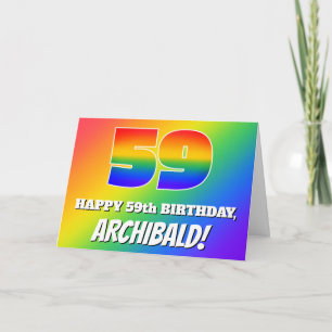 Carte 59e anniversaire : Motif Rainbow multicolore # 59