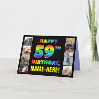 59e anniversaire : Rainbow Text, Custom Photos & N