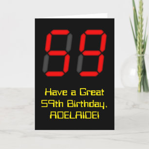 Carte 59e anniversaire : Rouge Digital Clock Style "59" 