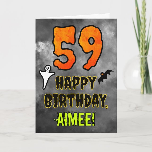 Carte 59e Anniversaire : Thème effrayant d'Halloween + N (Devant)