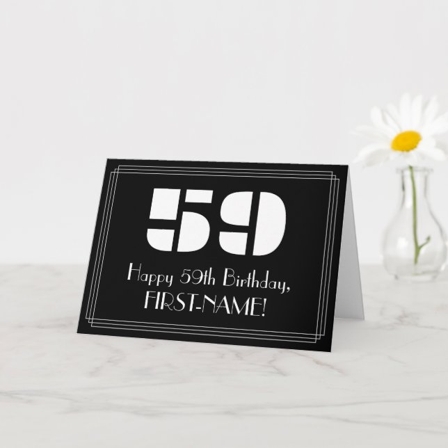 Carte 59e Anniversaire: Vue inspirée d'Art Déco "59" & N (Petite plante)