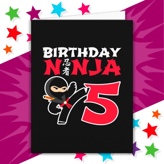 Carte 5 ans Karate Ninja Party Enfants 5e anniversaire (Créateur téléchargé)