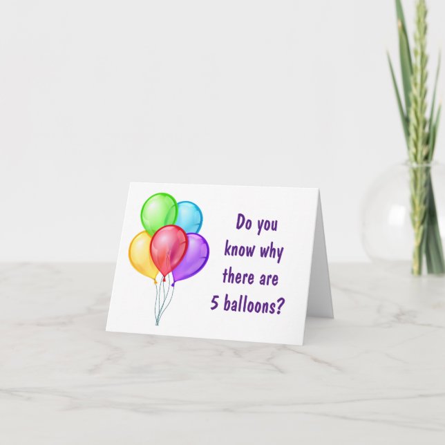 CARTE **5 BALLONS** POUR UN **ENFANT DE 5 ANS** SPÉCIAL (Devant)
