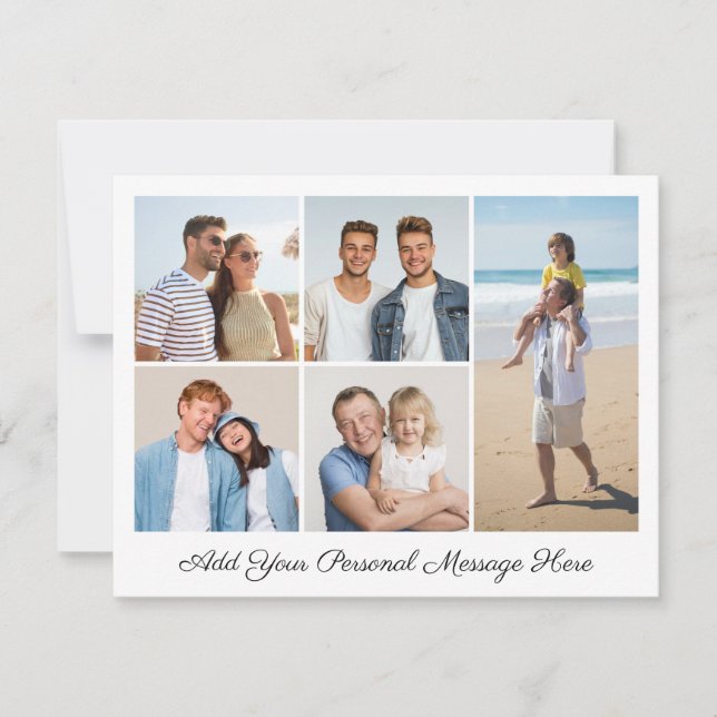 Carte 5 Collage Photo Ajoutez votre propre message plat (Devant)