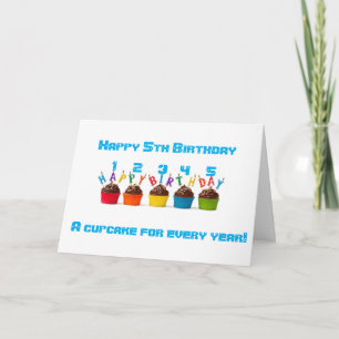 CARTE 5 CUPCAKES POUR VOTRE *****5E ANNIVERSAIRE**** S'A