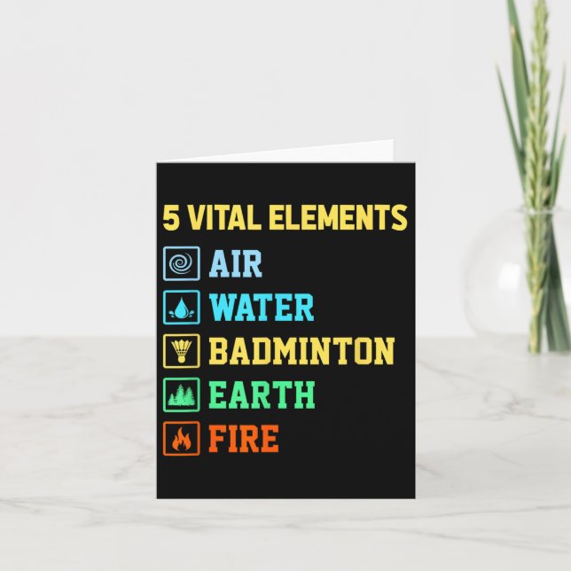 Carte 5 Éléments vitaux Air Water Badminton Earth Fire S (Devant)