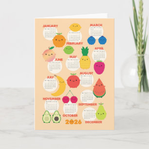 Carte 5 Par Jour Kawaii Fruits 2026 Calendrier
