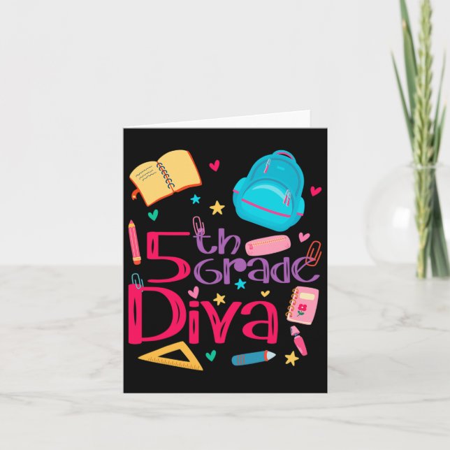 Carte 5e année Diva Enseignante fille tenue mignonne Pre (Devant)