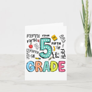 Carte 5e année typographie mignonne points retour à l'éc