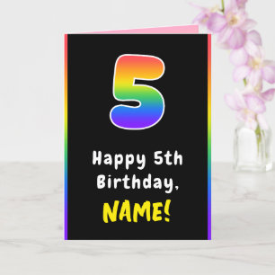 Carte 5e anniversaire : Arc-en-ciel coloré # 5, Nom pers