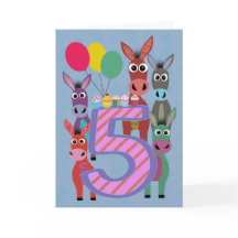 5e anniversaire avec cinq ânes et gâteaux