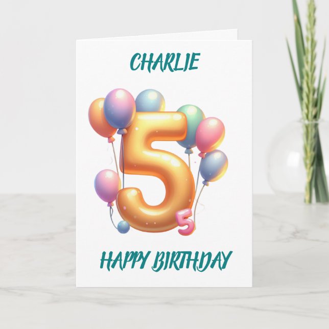 CARTE 5E ANNIVERSAIRE BALLONS JOYEUX ANNIVERSAIRE (Devant)