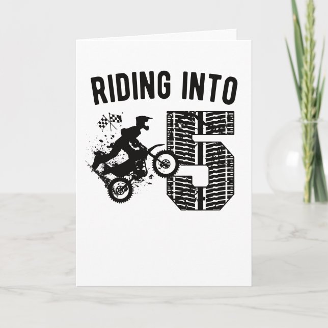 Carte 5e anniversaire Cadeau Dirt Vélo 5 ans Motocross (Devant)