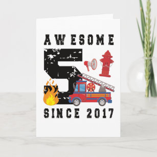 Carte 5e anniversaire Cadeau pompier garçon Né en 2017