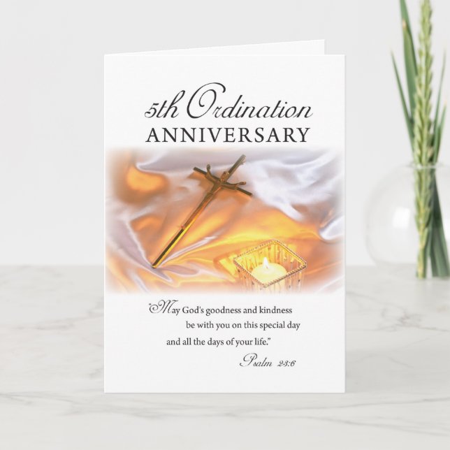 Carte 5e anniversaire de l'ordination, bougie croisée (Devant)