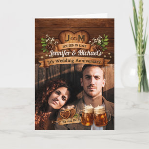 Carte 5e anniversaire de mariage en bois We Still Do Pho
