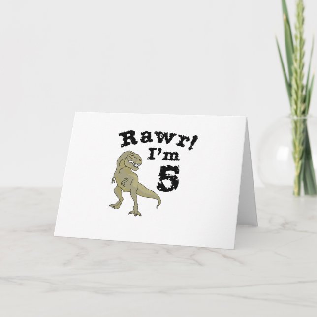 Carte 5e anniversaire Dinosaur cadeau pour 4 ans garçons (Devant)