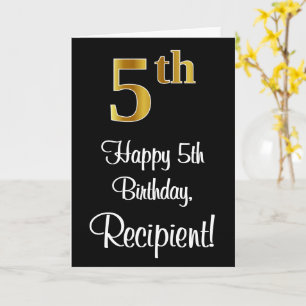 Carte 5e anniversaire ~ Elégant luxe Faux Gold Look #