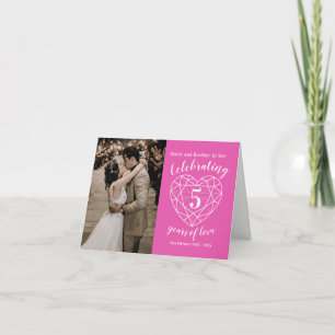 Carte 5e anniversaire mariage rose photo personnalisée