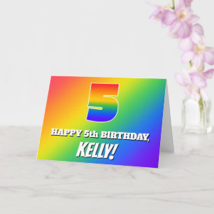 Carte 5e anniversaire : Motif arc-en-ciel multicolore #