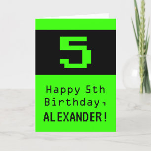 Carte 5e anniversaire : Nerdy / Geeky Style "5" et nom