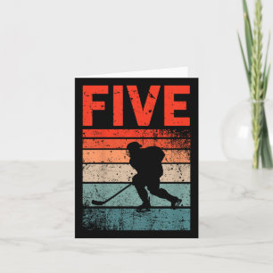 Carte 5e anniversaire Retro Hockey sur glace 5 ans Garço